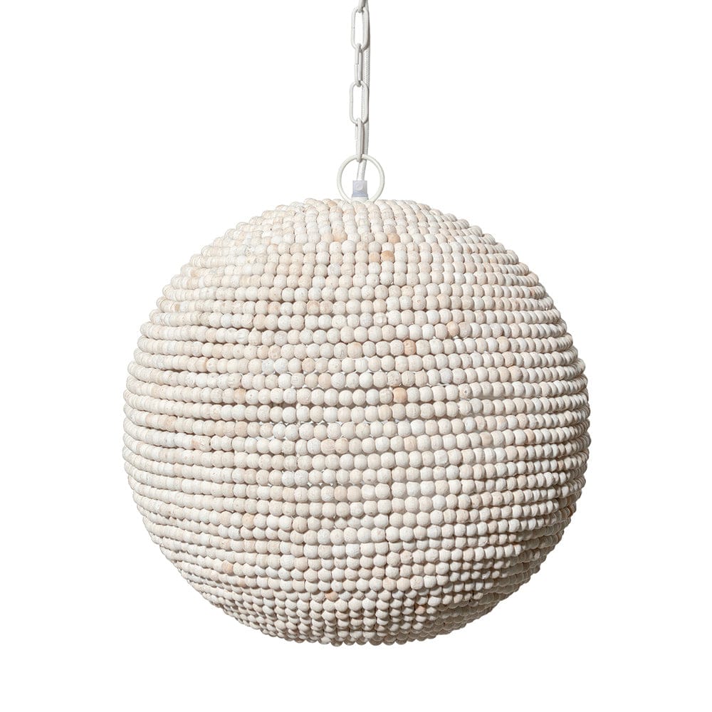 Mercana - Theta 15.5x14.5 White-Washed Wood Beaded Pendant Light - 68172 view 1