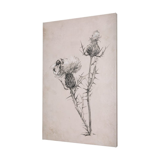 Mercana - Thistle With Bumblebee Drawing IV by Mercana Studio a Hand Embellished Textured Canvas - 102454-L view 2