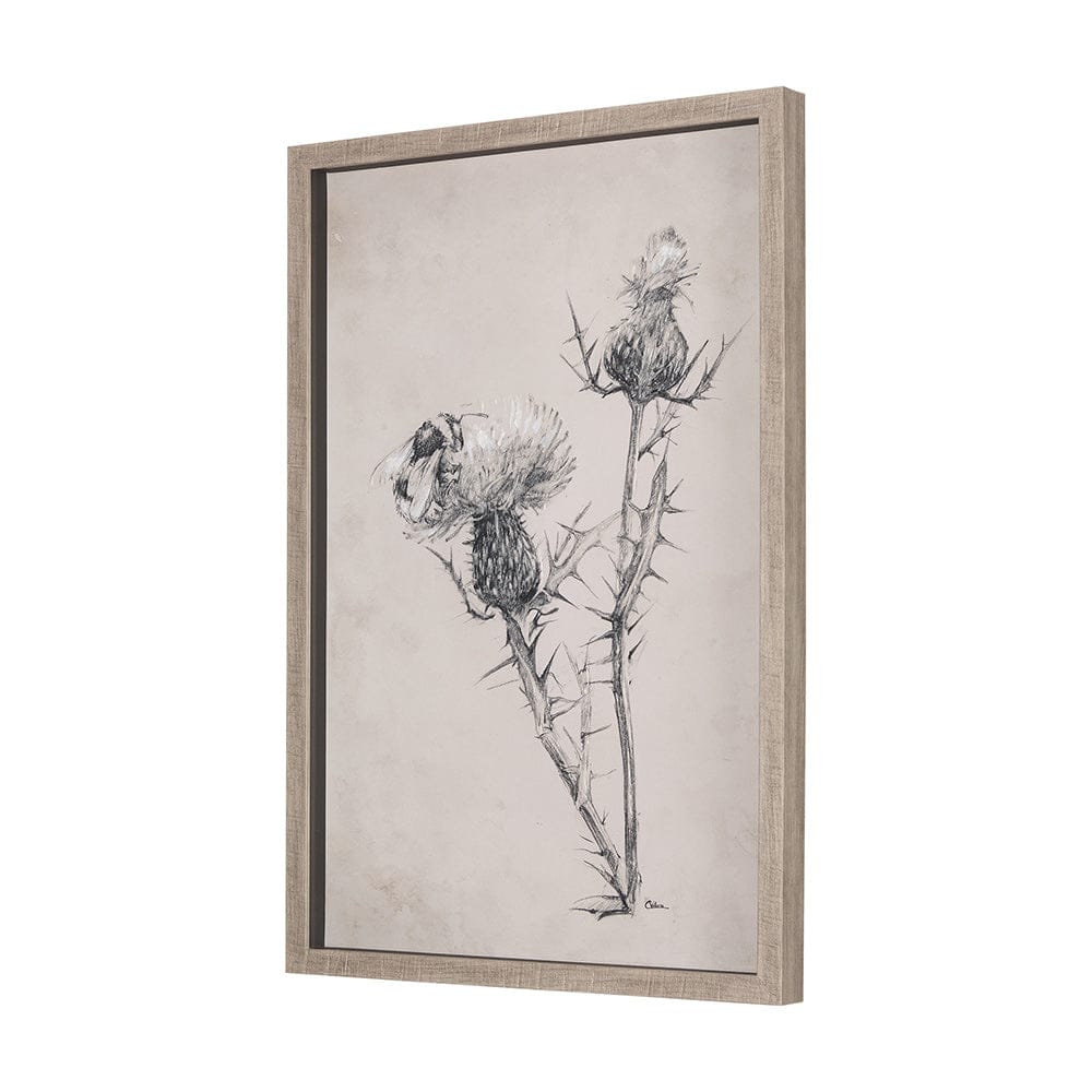 Mercana - Thistle With Bumblebee Drawing IV Mercana Studio Hand Embellished Framed Art Print Matted under Glas - 14704 view 2