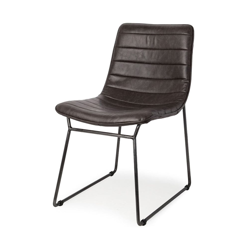Mercana - Thornton I Dark Brown Faux-Leather Seat Black Iron Frame Dining Chair (Set of 2) - 67605 view 1