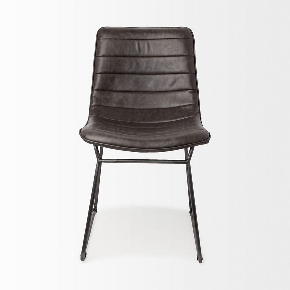 Mercana - Thornton I Dark Brown Faux-Leather Seat Black Iron Frame Dining Chair (Set of 2) - 67605 view 3