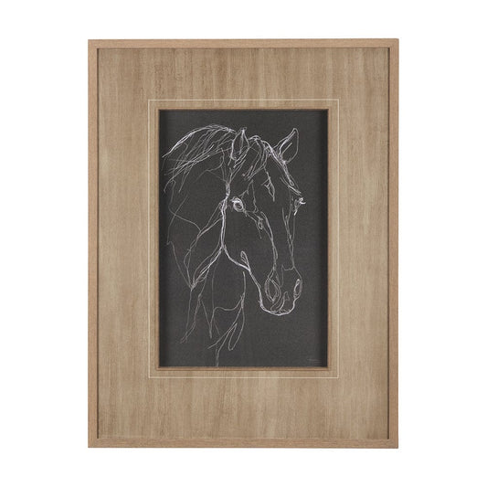 Mercana - Thoroughbred Dark III by Mercana Studio Hand Embellished Textured Framed Art Print Matted under Glas - 14274 view 1