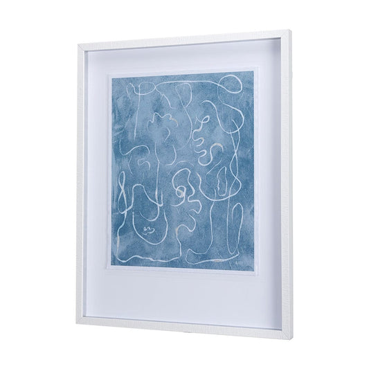 Mercana - Thread Blue I by Mercana Studio a Hand Embellished Textured Framed Art Print Matted under Glass - 14424 view 2