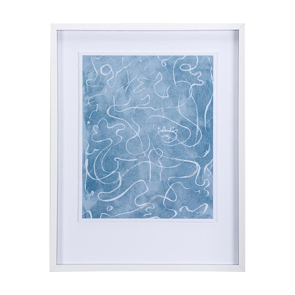 Mercana - Thread Blue II by Mercana Studio a Hand Embellished Textured Framed Art Print Matted under Glass - 14425 view 1