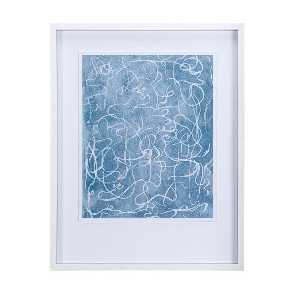 Mercana - Thread Blue III by Mercana Studio a Hand Embellished Textured Framed Art Print Matted under Glass - 14426 view 1