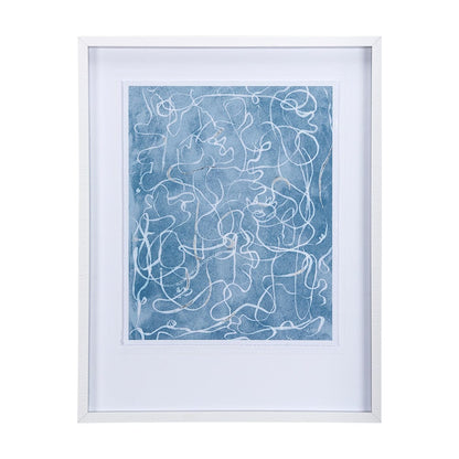 Mercana - Thread Blue III by Mercana Studio a Hand Embellished Textured Framed Art Print Matted under Glass - 14426 view 1