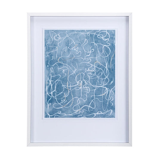 Mercana - Thread Blue III by Mercana Studio a Hand Embellished Textured Framed Art Print Matted under Glass - 14426 view 1