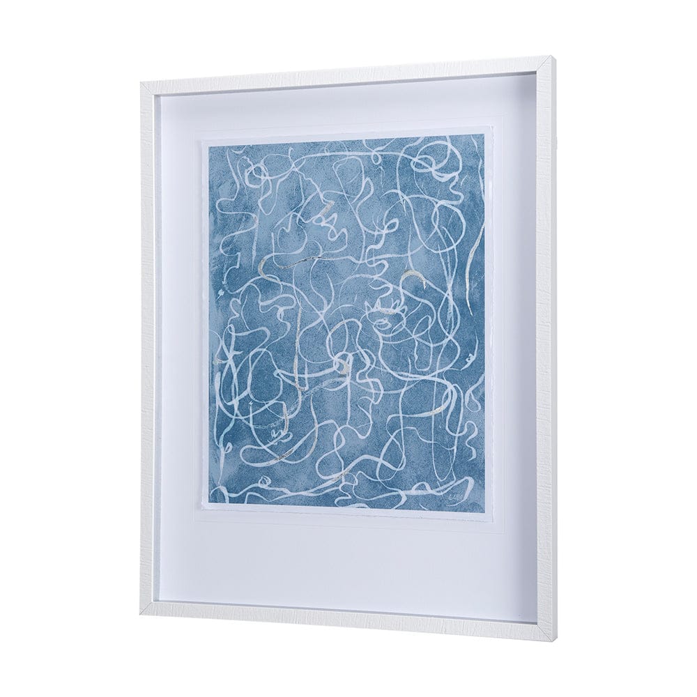 Mercana - Thread Blue III by Mercana Studio a Hand Embellished Textured Framed Art Print Matted under Glass - 14426 view 2