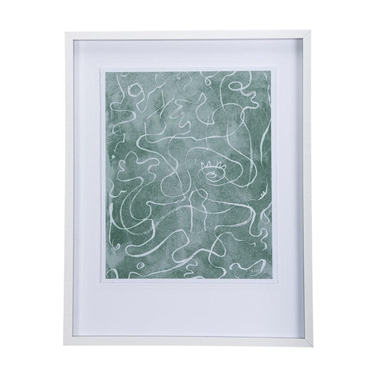 Mercana - Thread Green II by Mercana Studio a Hand Embellished Textured Framed Art Print Matted under Glass - 14422 view 1