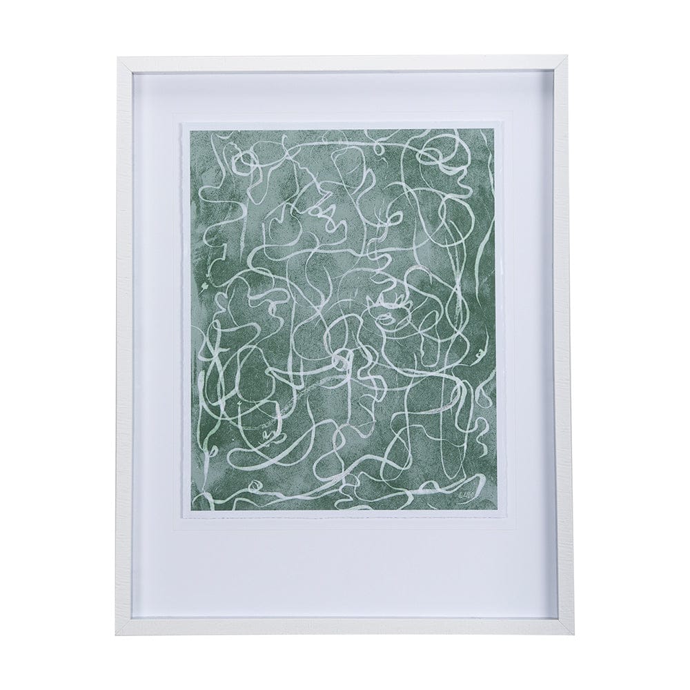 Mercana - Thread Green III by Mercana Studio a Hand Embellished Textured Framed Art Print Matted under Glass - 14423 view 1