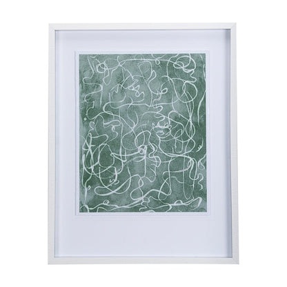 Mercana - Thread Green III by Mercana Studio a Hand Embellished Textured Framed Art Print Matted under Glass - 14423 view 1