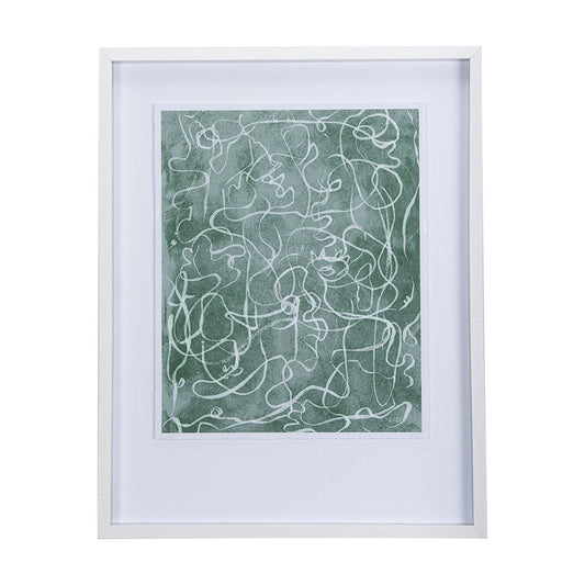 Mercana - Thread Green III by Mercana Studio a Hand Embellished Textured Framed Art Print Matted under Glass - 14423 view 1