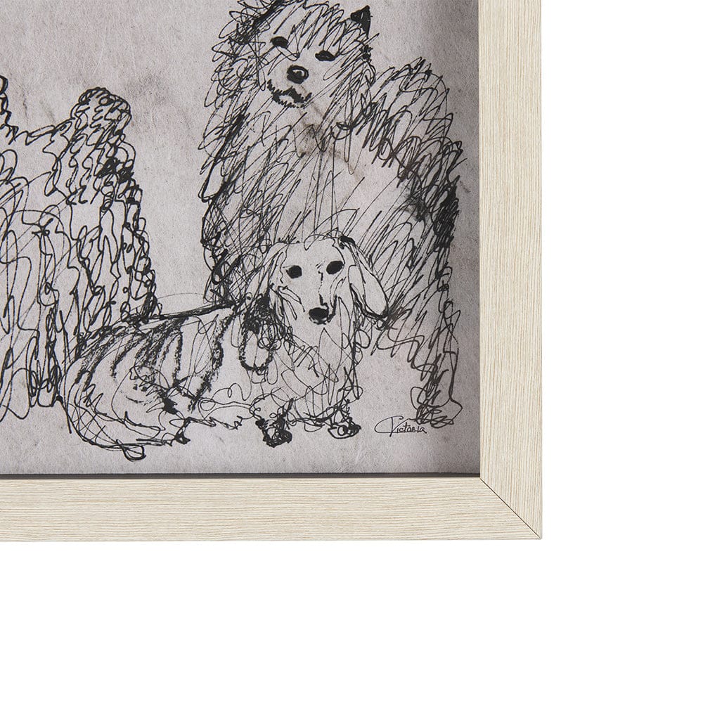 Mercana - Three Buddies by Mercana Studio a Hand Embellished Textured Framed Art Print Matted under Glass - 14838 view 3
