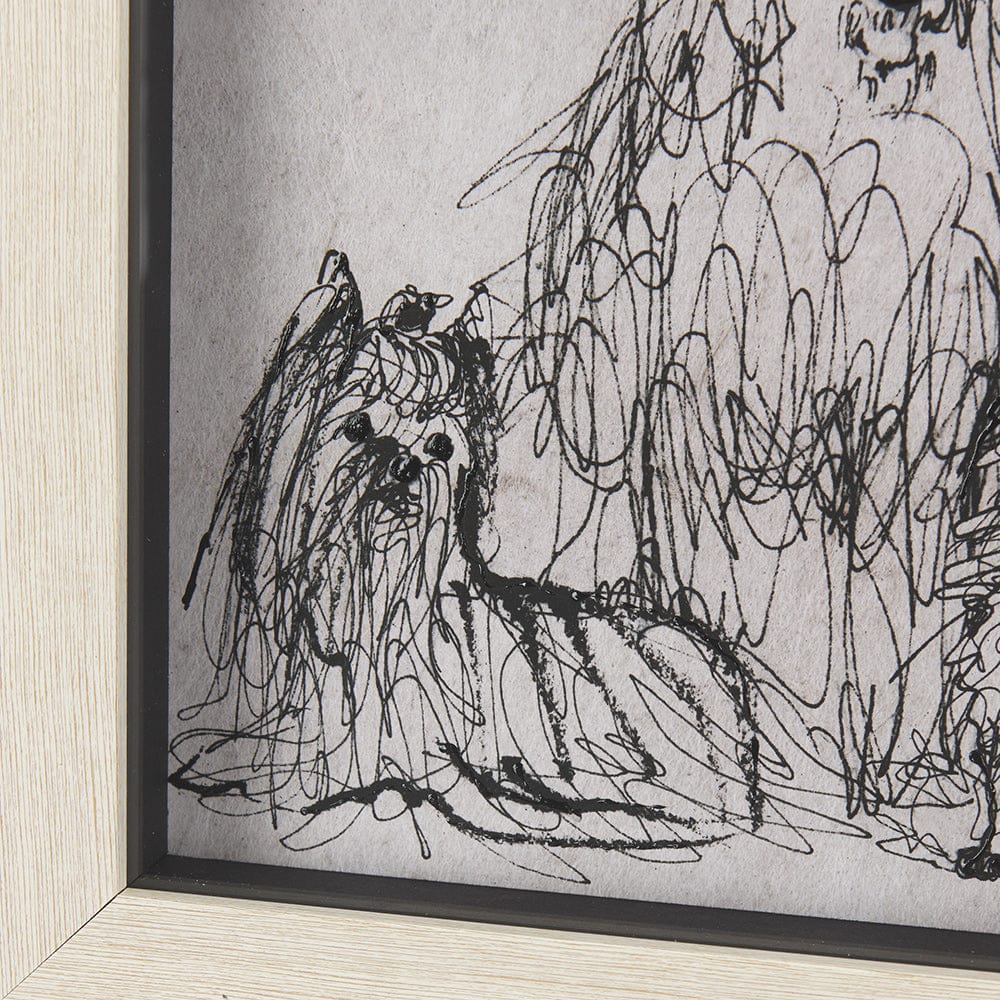 Mercana - Three Buddies by Mercana Studio a Hand Embellished Textured Framed Art Print Matted under Glass - 14838 view 5