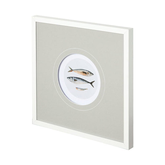 Mercana - Three Fish I by Emma Scarvey a Hand Embellished Textured Framed Art Print Matted under Glass - 12148 view 1