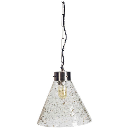 Mercana - Thurlow II 11x12 Silver Metal Seeded Glass Conical Pendant Light - 65365 view 1