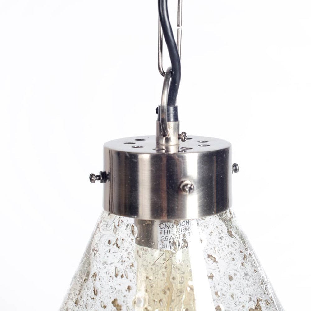 Mercana - Thurlow II 11x12 Silver Metal Seeded Glass Conical Pendant Light - 65365 view 3