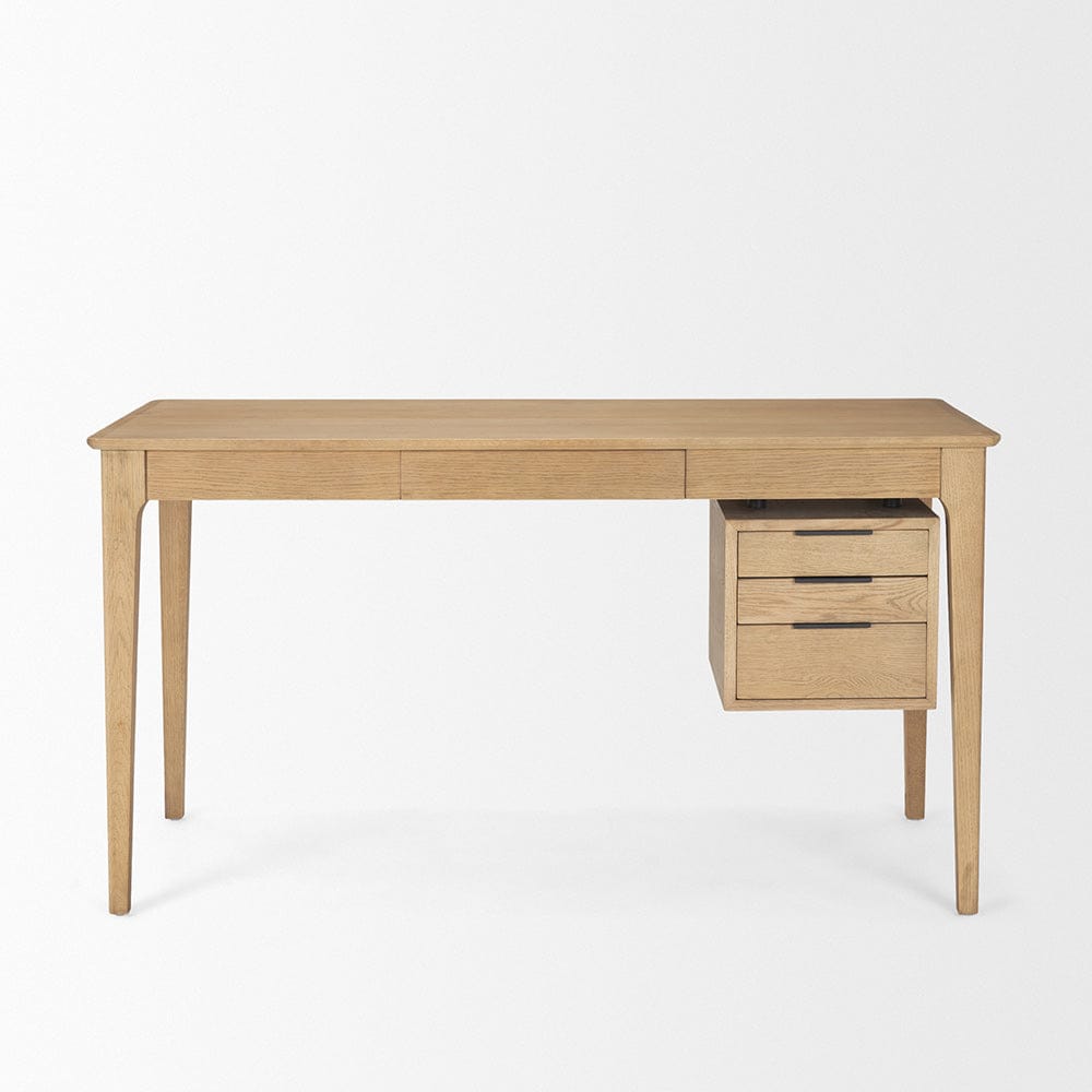 Mercana - Tino Light Brown Oak Wood w/ 4 Drawers Desk - 70891 view 2