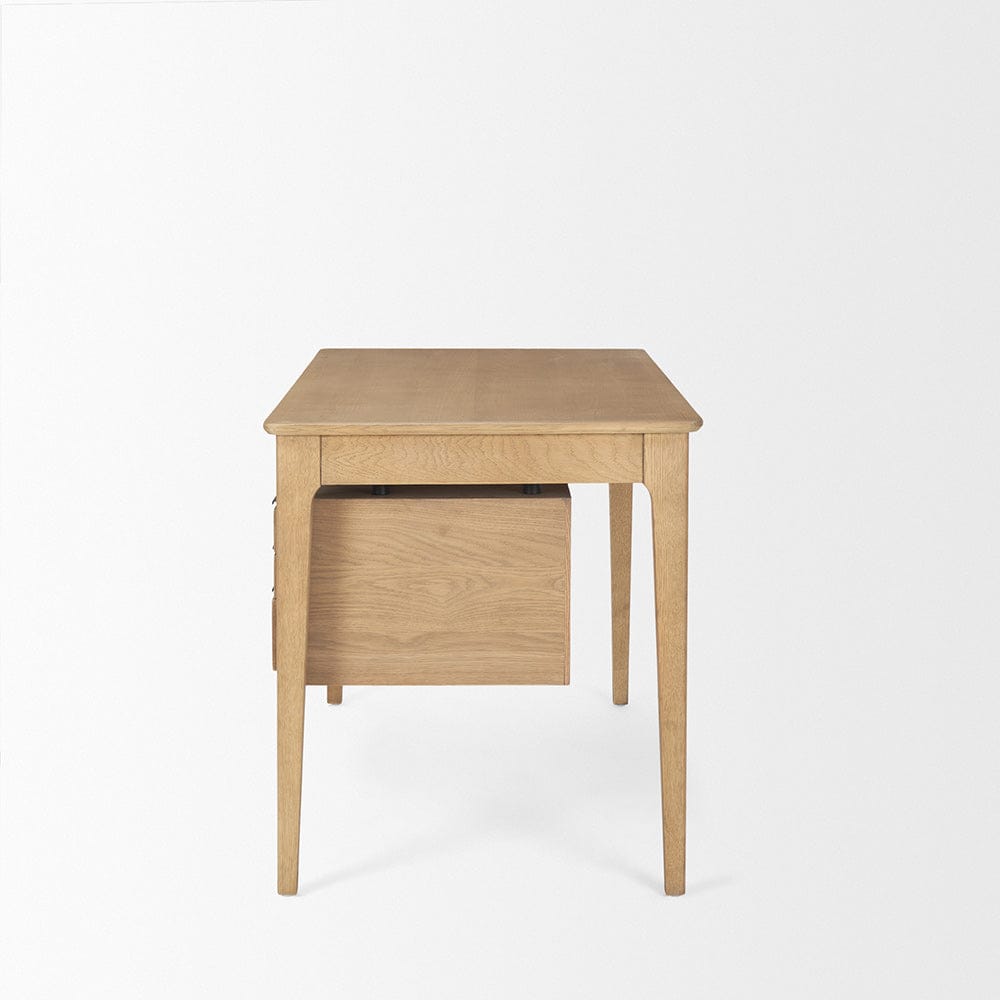 Mercana - Tino Light Brown Oak Wood w/ 4 Drawers Desk - 70891 view 3