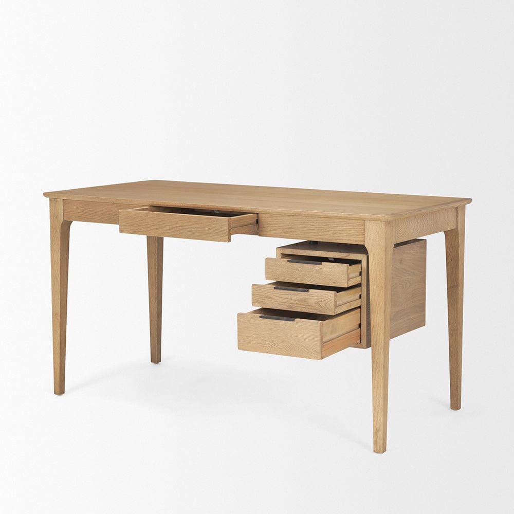 Mercana - Tino Light Brown Oak Wood w/ 4 Drawers Desk - 70891 view 6
