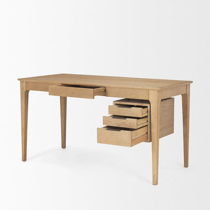 Mercana - Tino Light Brown Oak Wood w/ 4 Drawers Desk - 70891 view 6