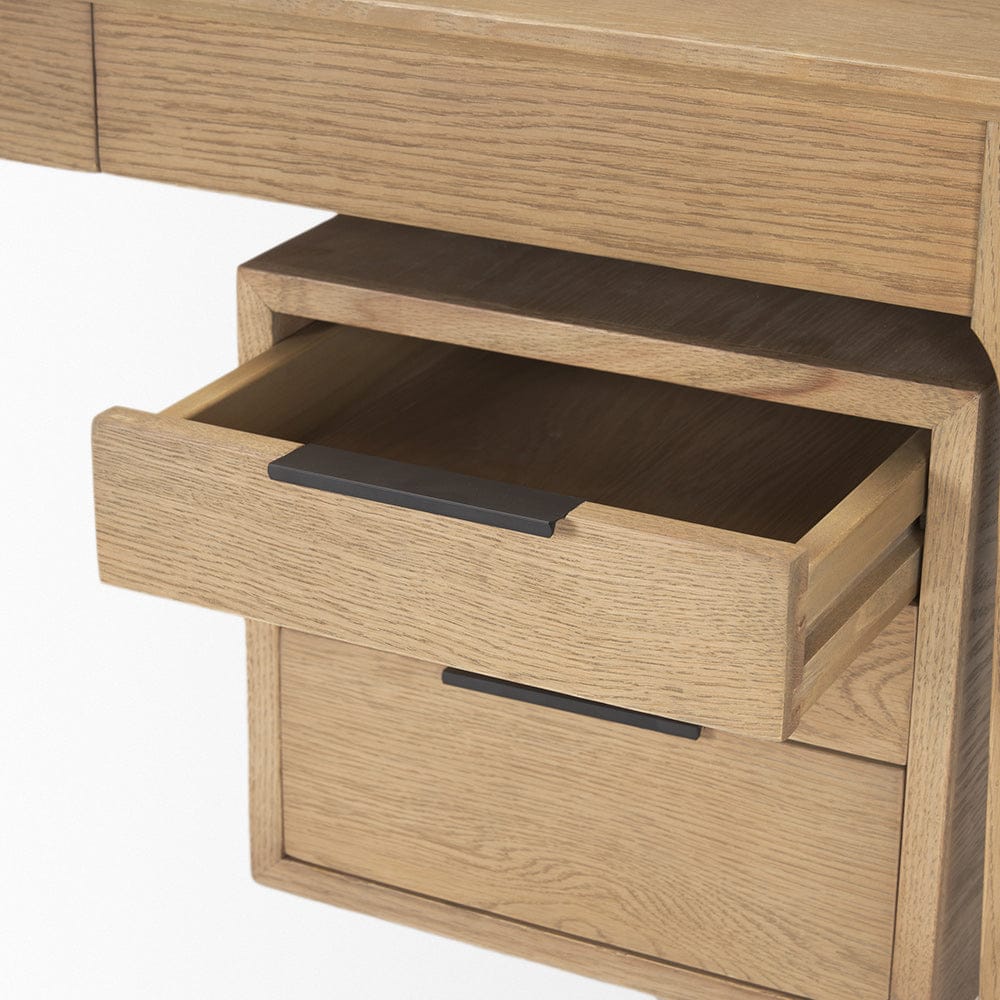 Mercana - Tino Light Brown Oak Wood w/ 4 Drawers Desk - 70891 view 9