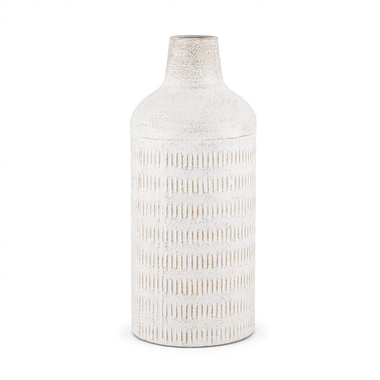 Mercana - Tisha Large White W/ Terracotta Distressing Metal Vase - 70942 view 1