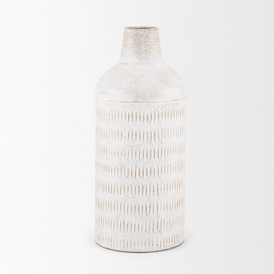 Mercana - Tisha Large White W/ Terracotta Distressing Metal Vase - 70942 view 2