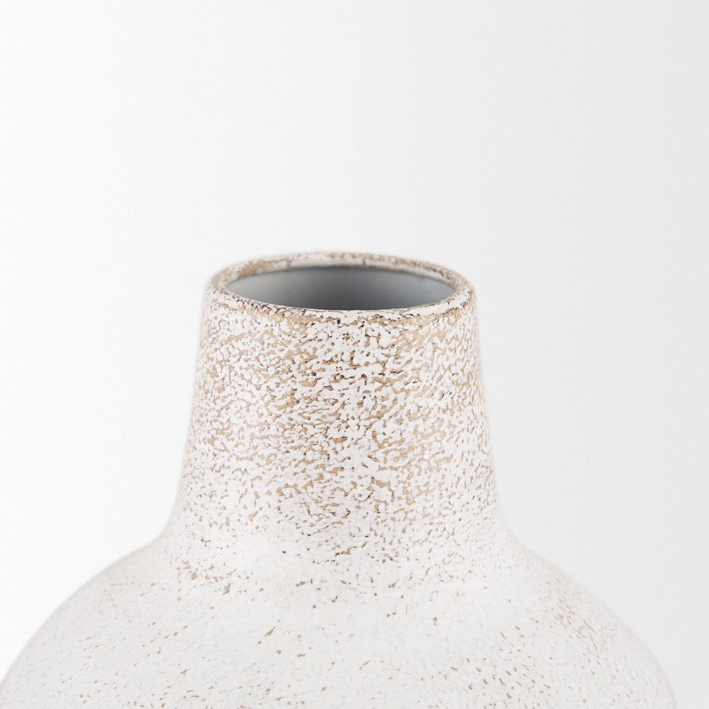 Mercana - Tisha Large White W/ Terracotta Distressing Metal Vase - 70942 view 3