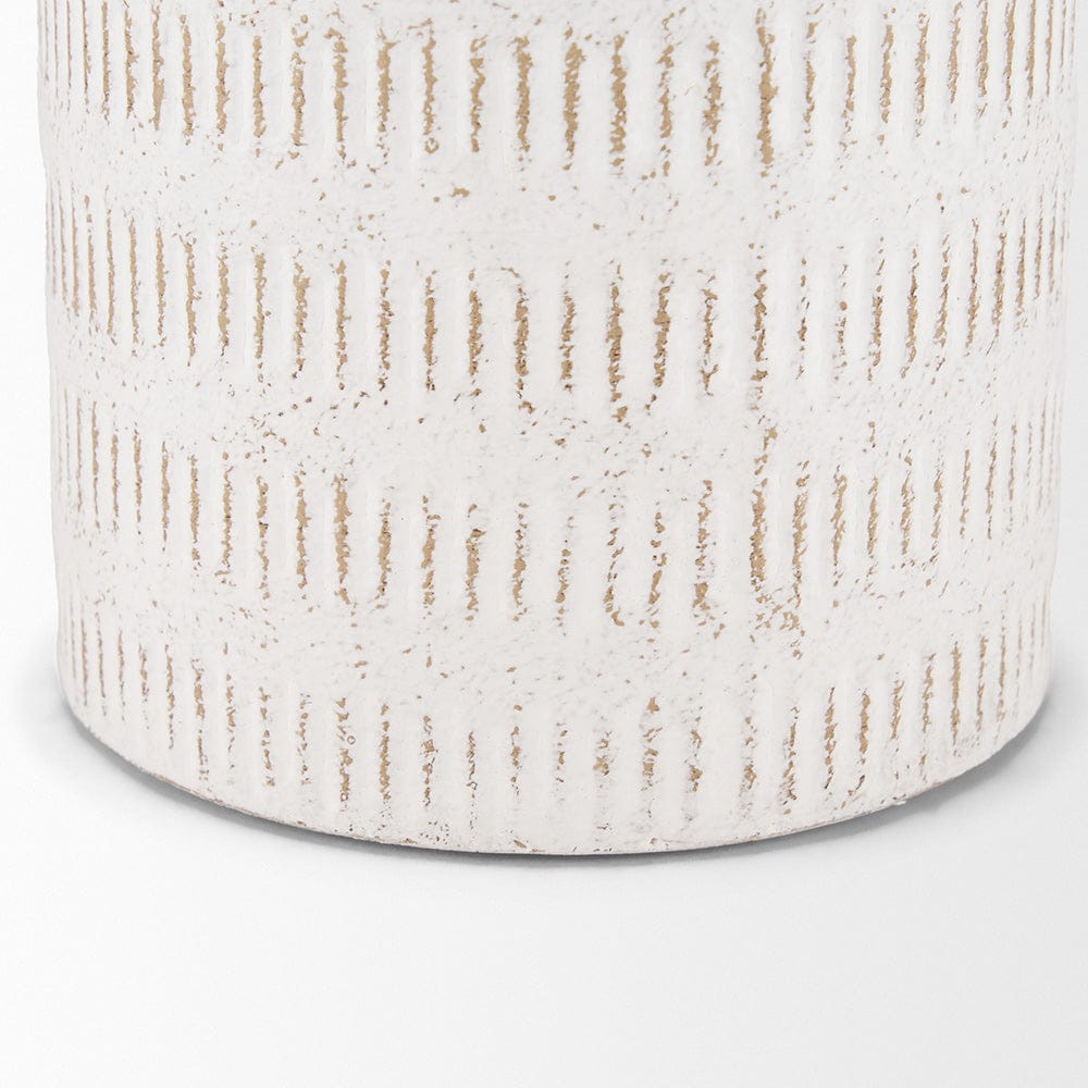 Mercana - Tisha Large White W/ Terracotta Distressing Metal Vase - 70942 view 5