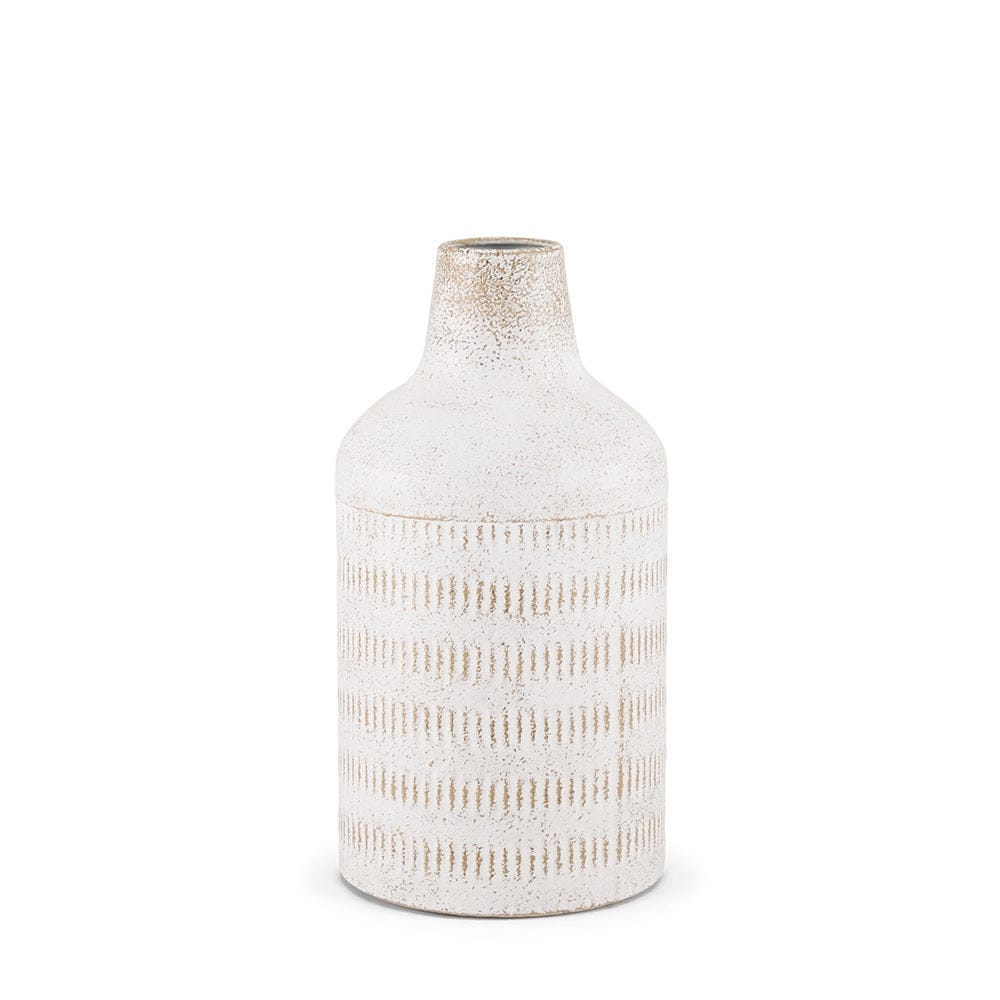 Mercana - Tisha Small White W/ Terracotta Distressing Metal Vase - 70941 view 1