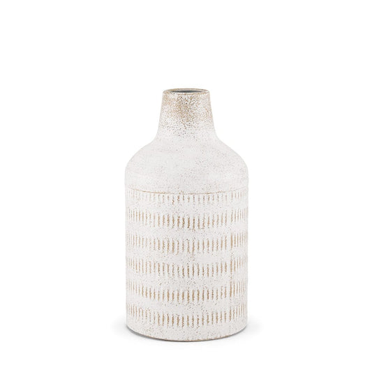 Mercana - Tisha Small White W/ Terracotta Distressing Metal Vase - 70941 view 1