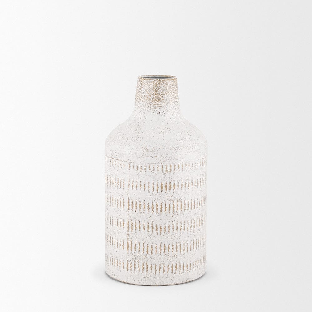 Mercana - Tisha Small White W/ Terracotta Distressing Metal Vase - 70941 view 2