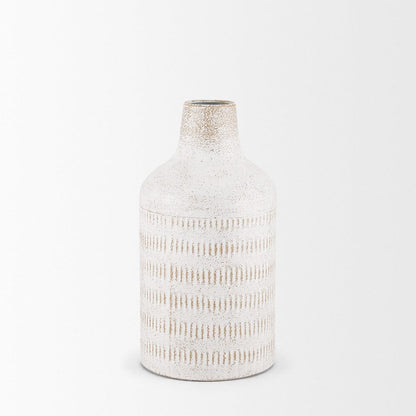 Mercana - Tisha Small White W/ Terracotta Distressing Metal Vase - 70941 view 2