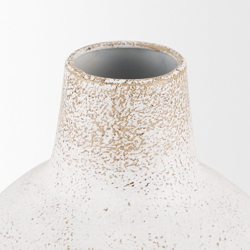 Mercana - Tisha Small White W/ Terracotta Distressing Metal Vase - 70941 view 3