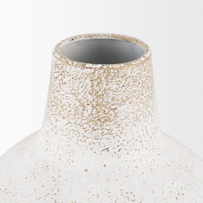 Mercana - Tisha Small White W/ Terracotta Distressing Metal Vase - 70941 view 3