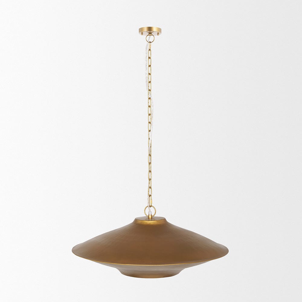Mercana - Titus 1-Light Brass Finished Metal Disc Pendant - 70913 view 2
