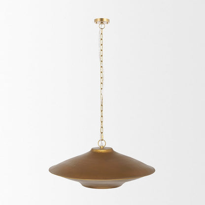 Mercana - Titus 1-Light Brass Finished Metal Disc Pendant - 70913 view 2