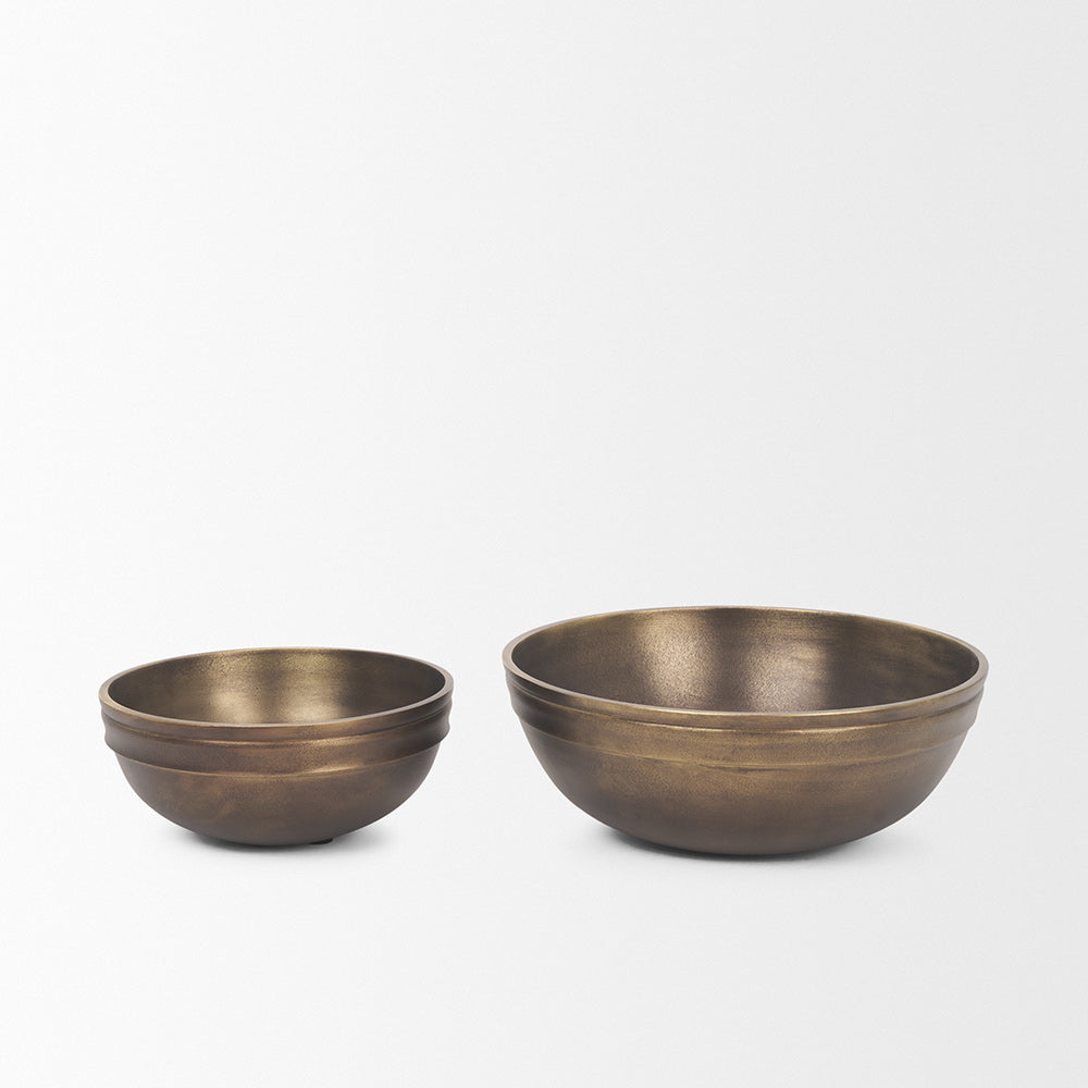Mercana - Tomiko Decorative Brass Finished Cast Aluminum Round Bowls - 70934 view 2