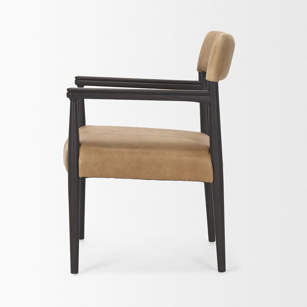 Mercana - Toni Dark Brown Wood w/ Chestnut Leather Dining Chair - 70930 view 3