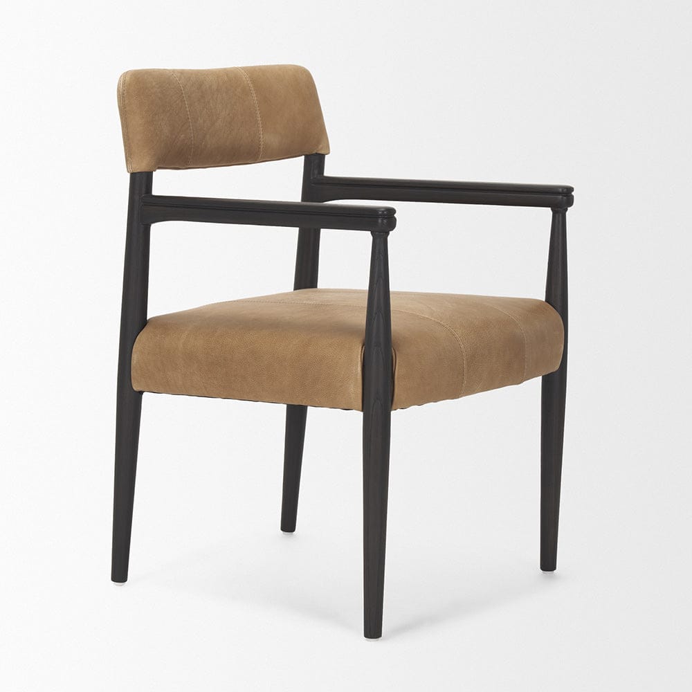 Mercana - Toni Dark Brown Wood w/ Chestnut Leather Dining Chair - 70930 view 6
