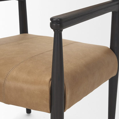 Mercana - Toni Dark Brown Wood w/ Chestnut Leather Dining Chair - 70930 view 9