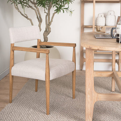 Mercana - Toni Light Brown Nettlewood w/Cream Heathered Performance Fabric Dining Chair - 70931 view 12