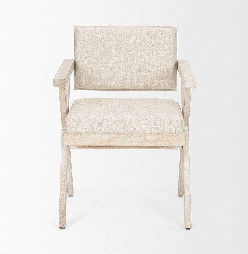 Mercana - Topanga I Cream Fabric Wrap Blonde Wooden Frame Dining Chair - 68505 view 2