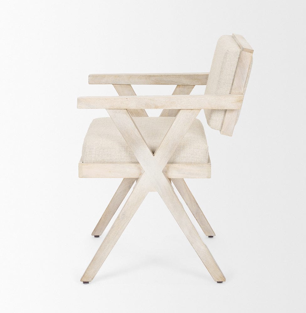 Mercana - Topanga I Cream Fabric Wrap Blonde Wooden Frame Dining Chair - 68505 view 3
