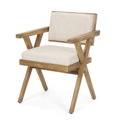 Mercana - Topanga I Cream Fabric Wrap Medium Brown Wooden Frame Dining Chair - 68504 view 1