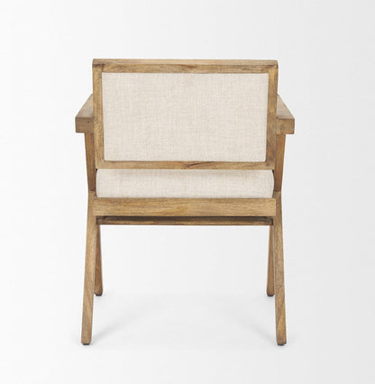 Mercana - Topanga I Cream Fabric Wrap Medium Brown Wooden Frame Dining Chair - 68504 view 2