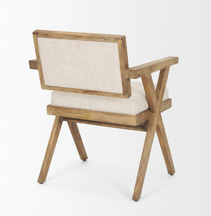 Mercana - Topanga I Cream Fabric Wrap Medium Brown Wooden Frame Dining Chair - 68504 view 3