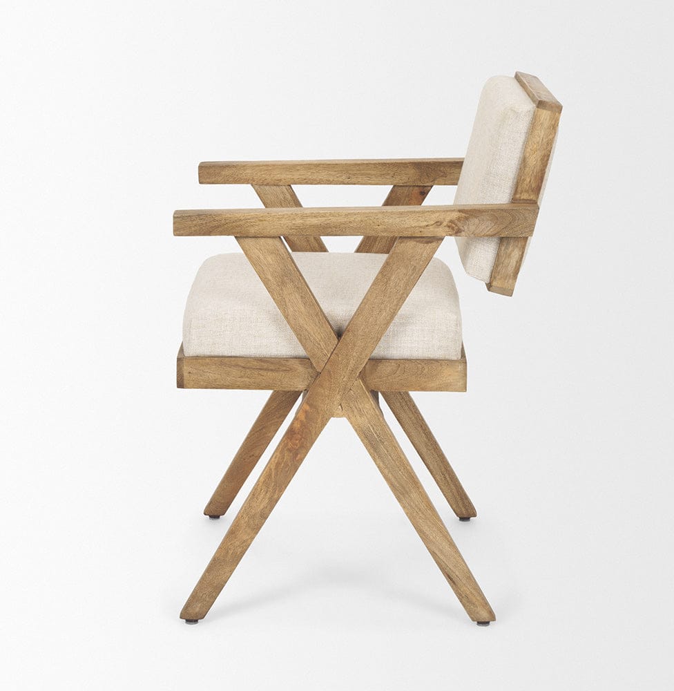 Mercana - Topanga I Cream Fabric Wrap Medium Brown Wooden Frame Dining Chair - 68504 view 5