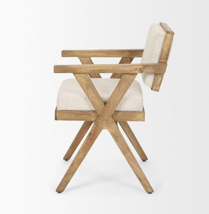 Mercana - Topanga I Cream Fabric Wrap Medium Brown Wooden Frame Dining Chair - 68504 view 5